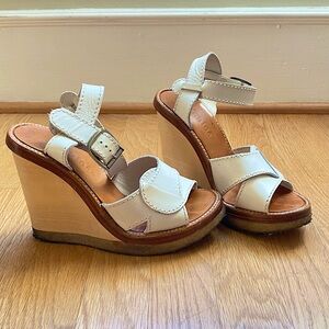 Chloe White Leather Wedges